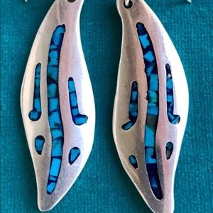 Vintage TAXCO Mexican Sterling Turquoise Earrings